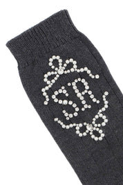 Simone Rocha Sr Socks With Pearls And Crystals   Grey