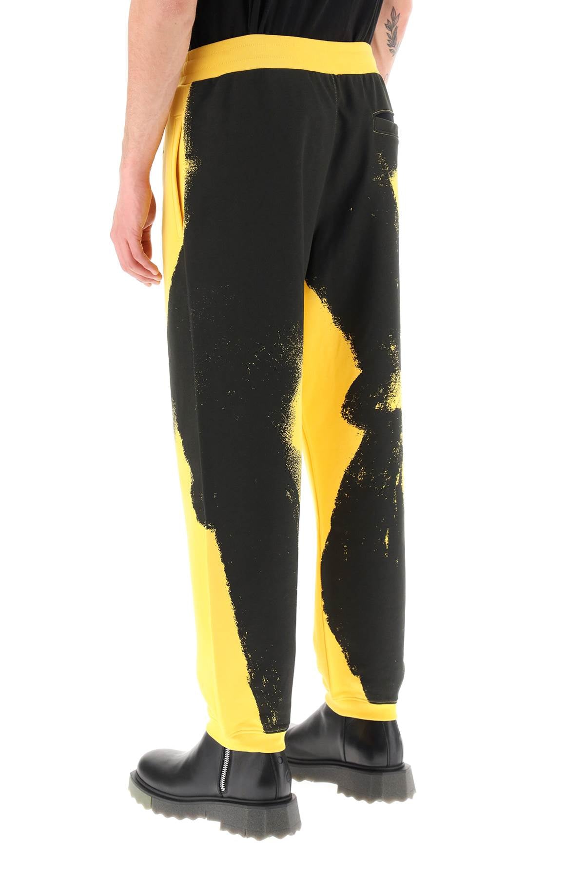 Moschino Graphic Print Jogger Pants With Logo   Yellow