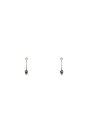 Alexander Mcqueen Skull Earrings With Pavé And Chain   Grey