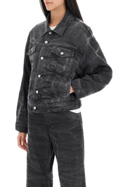 Mm6 Maison Margiela Crinkle Effect Denim Jacket   Grey