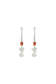 Maison Kitsune Fox & Beads Hoop Earrings   Silver