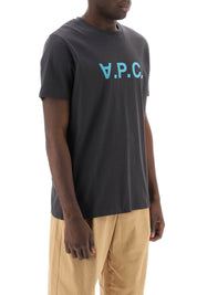 A.P.C. Flocked Vpc Logo T Shirt   Grey