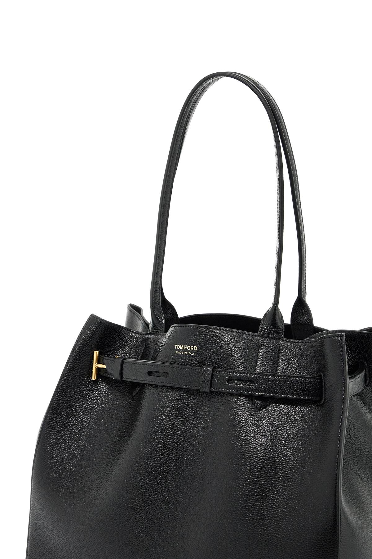 Tom Ford Hammered Leather Tote Bag   Black