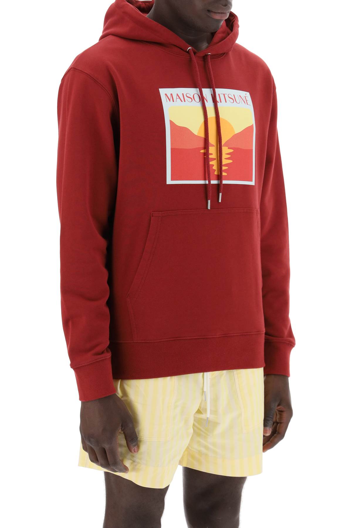 Maison Kitsune Hooded Sweatshirt With Graphic Print   Red