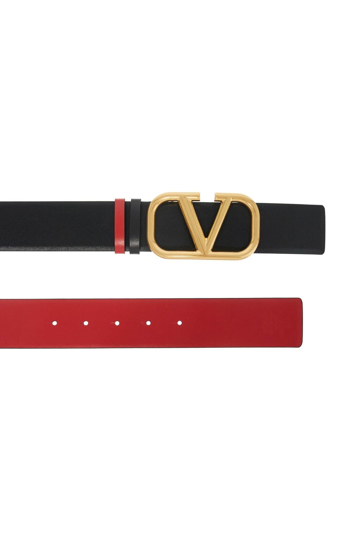 Valentino Garavani Leather Vlogo Signature Reversible Belt   Black