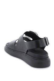 Alexander Mcqueen Leather Sandals With Maxi Buckles   Black