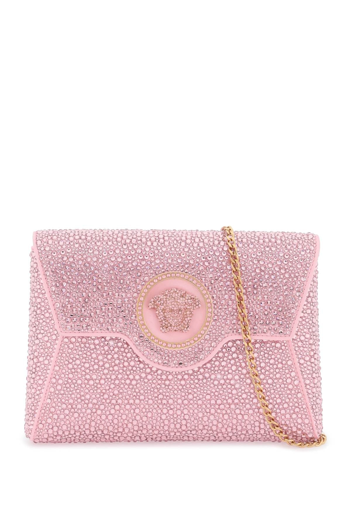 Versace La Medusa Envelope Clutch With Crystals   Pink