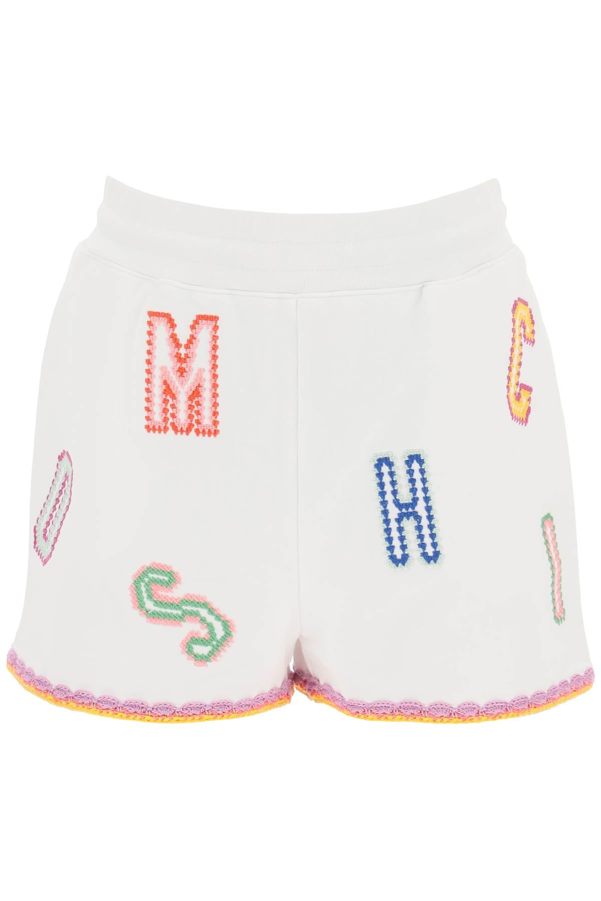 Moschino Embroidered Cotton Shorts   White