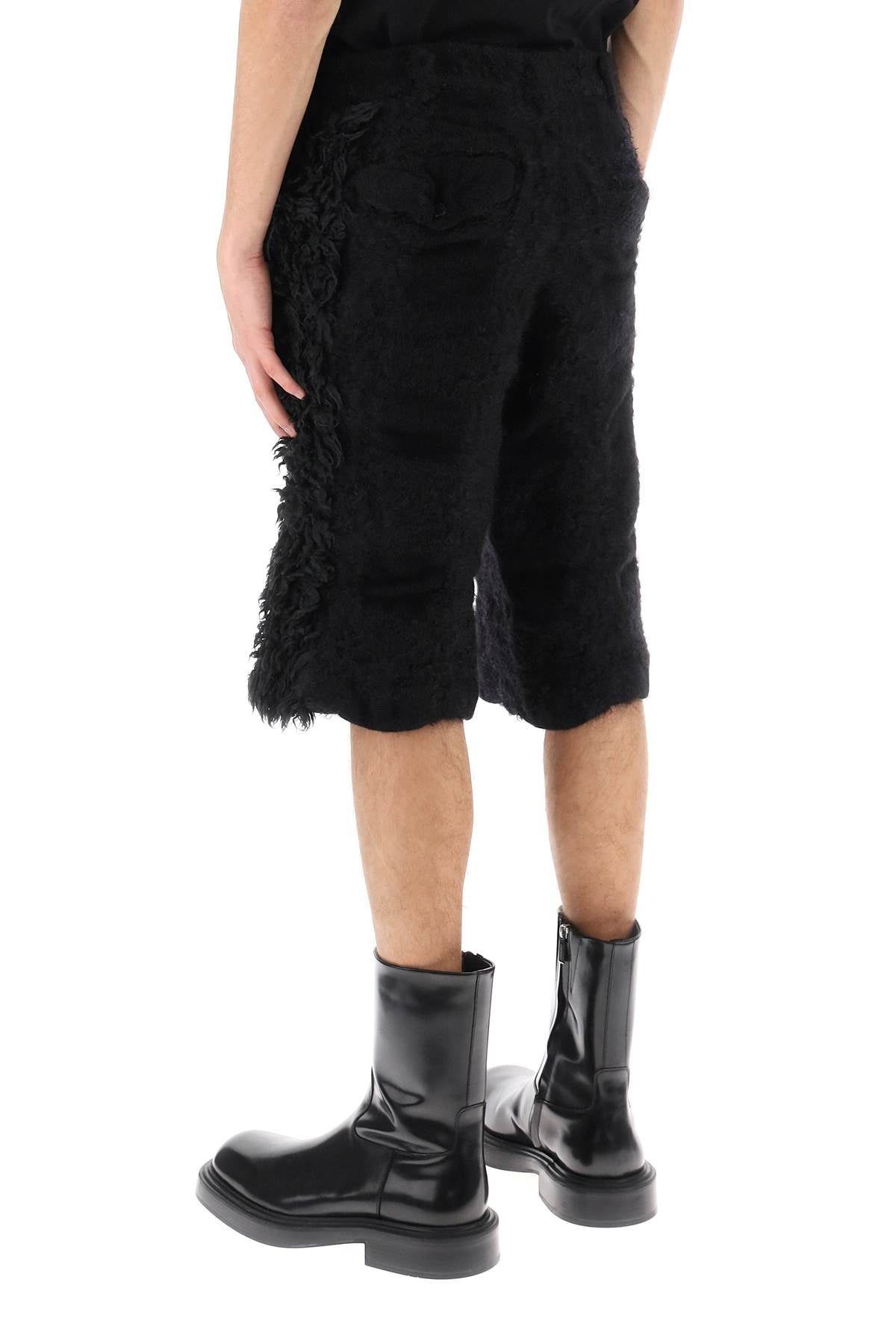 Comme Des Garcons Homme Plus Fur Effect Knitted Shorts   Black