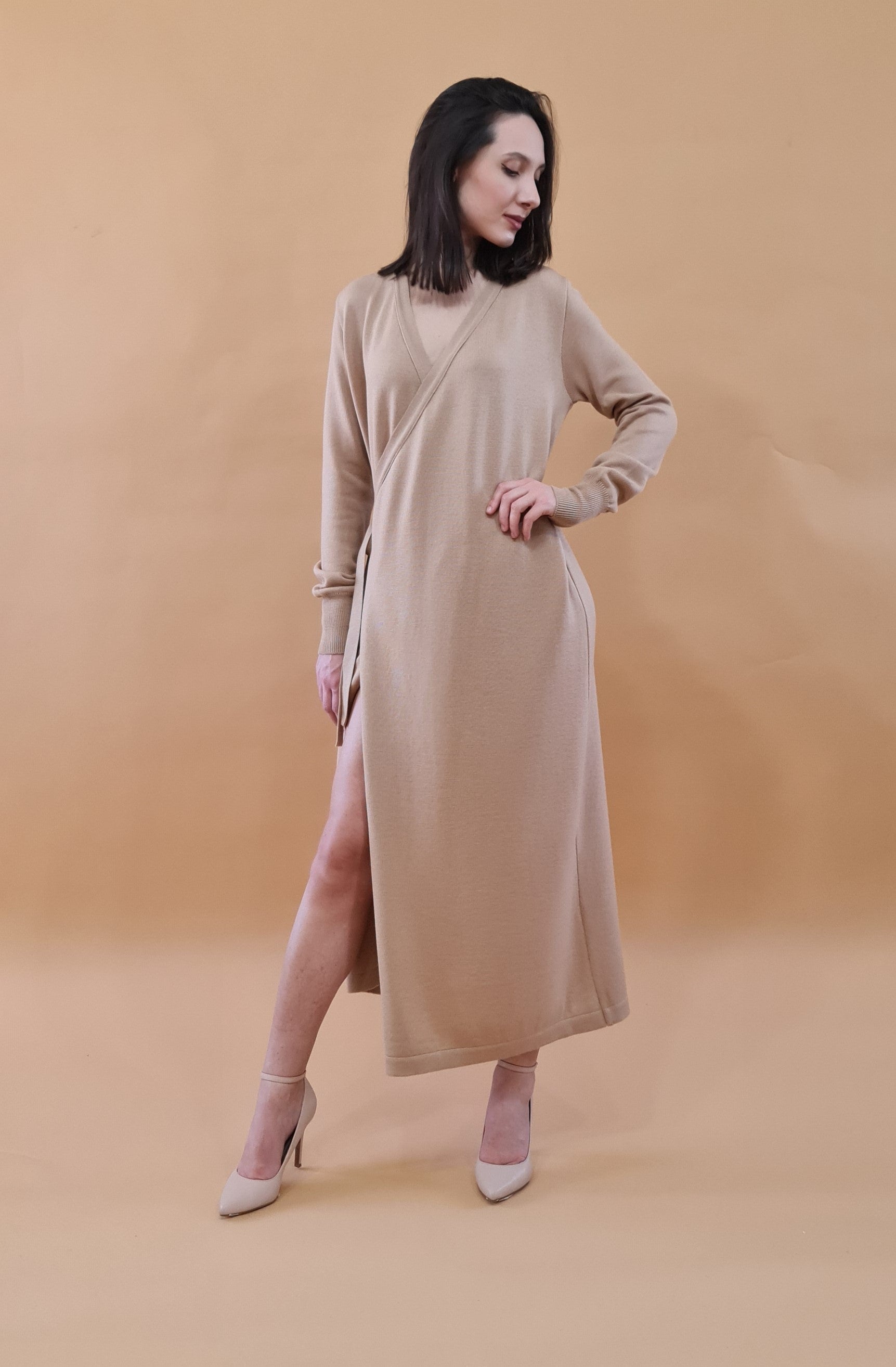 Silenzio Merino Maxi Wrap Dress