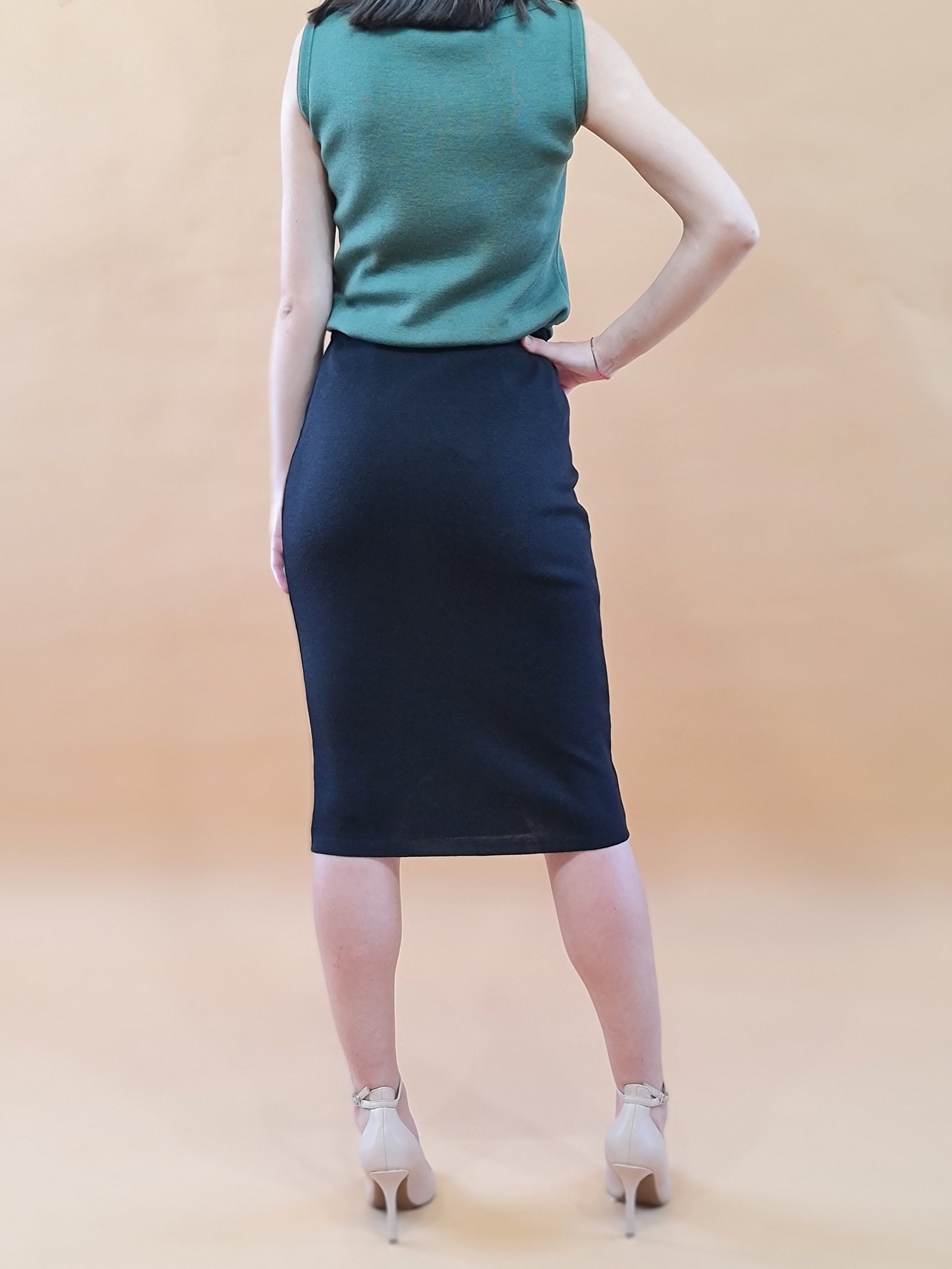 Silenzio Merino Wool Midi Pencil Skirt