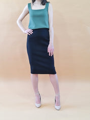 Silenzio Merino Wool Midi Pencil Skirt