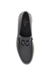 Valentino Garavani Leisure Flows Leather Loafers   Black