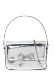 Self Portrait Micro Laminated Leather Handbag   Silver