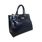 Claudia Firenze Croc-Embossed Calfskin Top Handle Bag