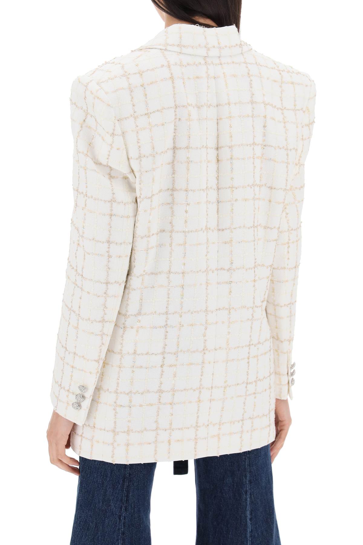 Alessandra Rich Oversized Tweed Jacket With Plaid Pattern   White