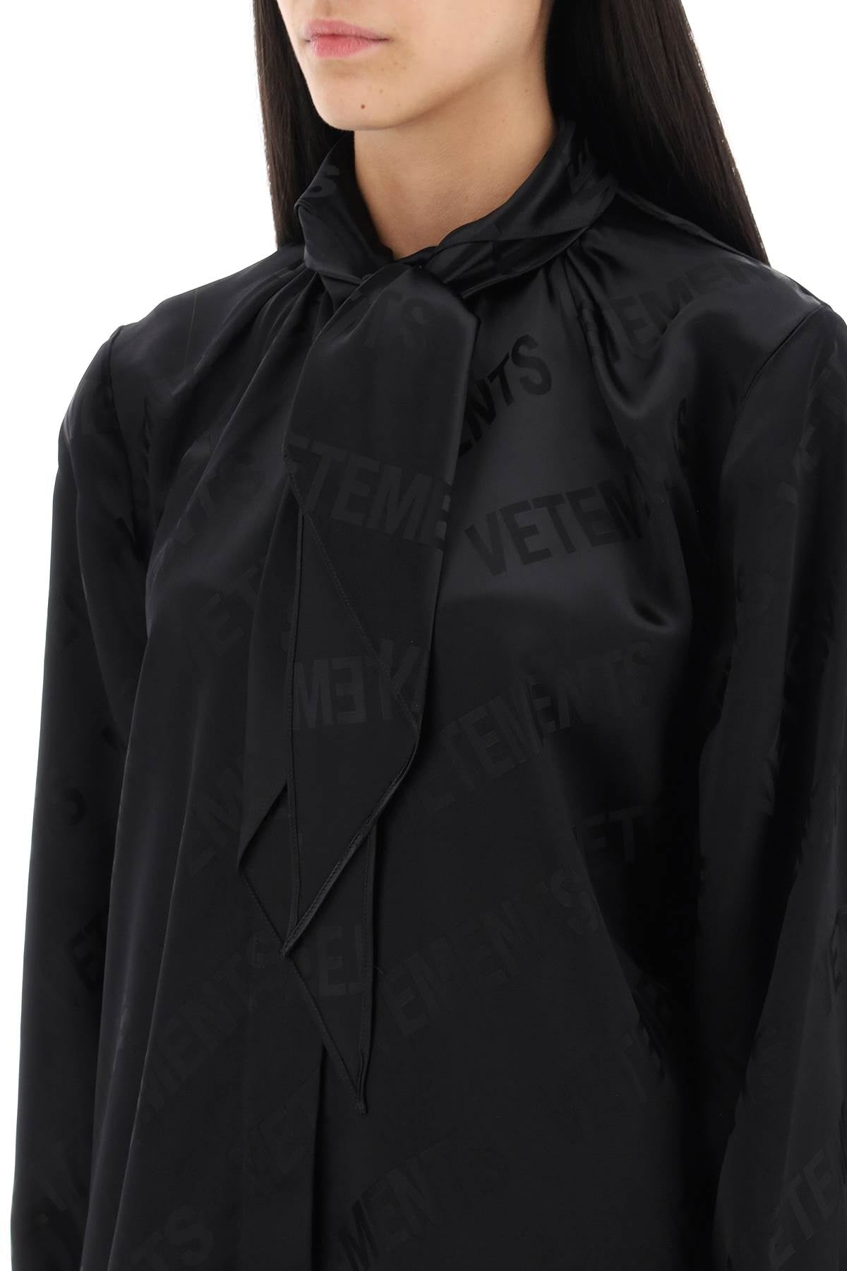 Vetements Scarf Collar Monogram Blouse   Black