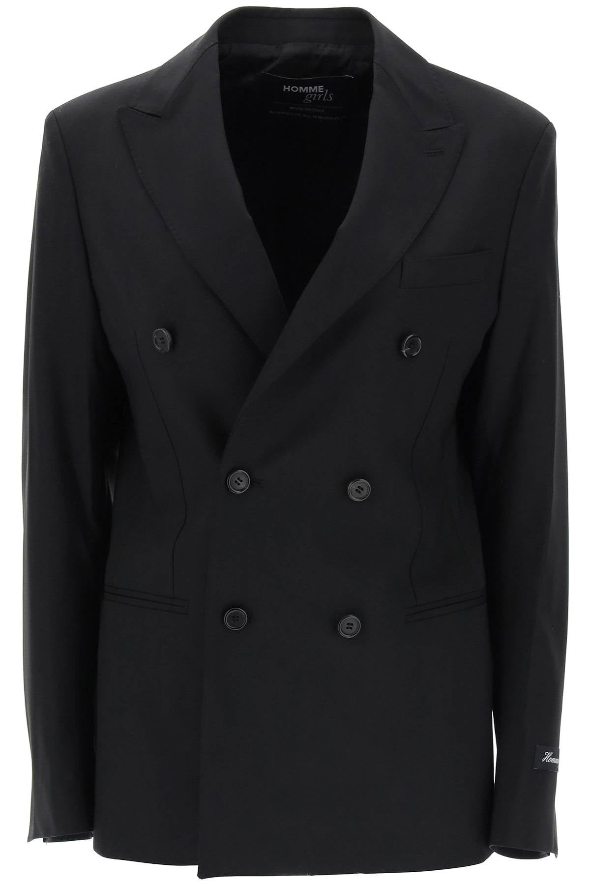 Homme Girls Slim Fit Double Breasted Blazer   Black