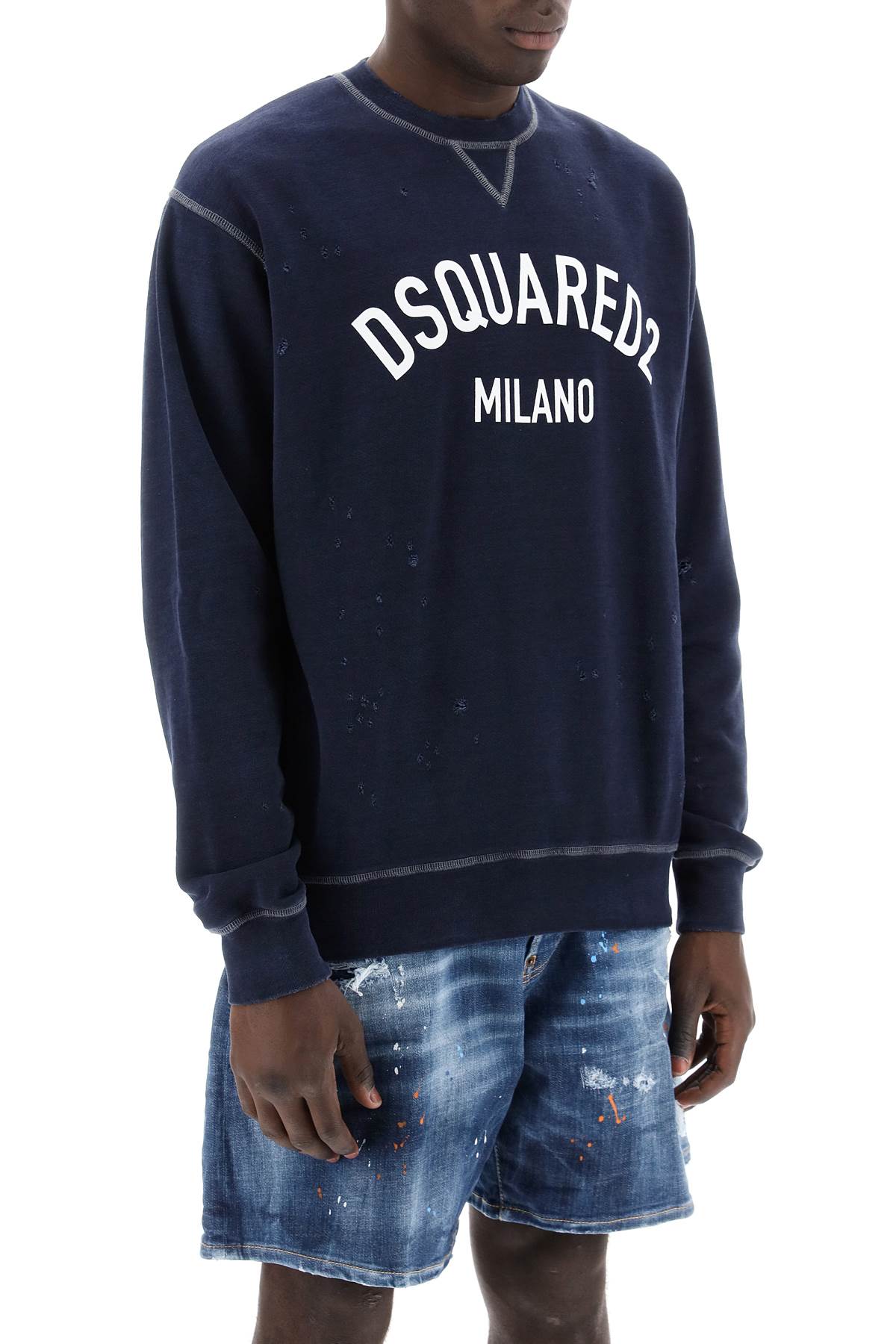 Dsquared2 Replace With Double Quoteused Effect Cool Fit Sweatshirt   Blue