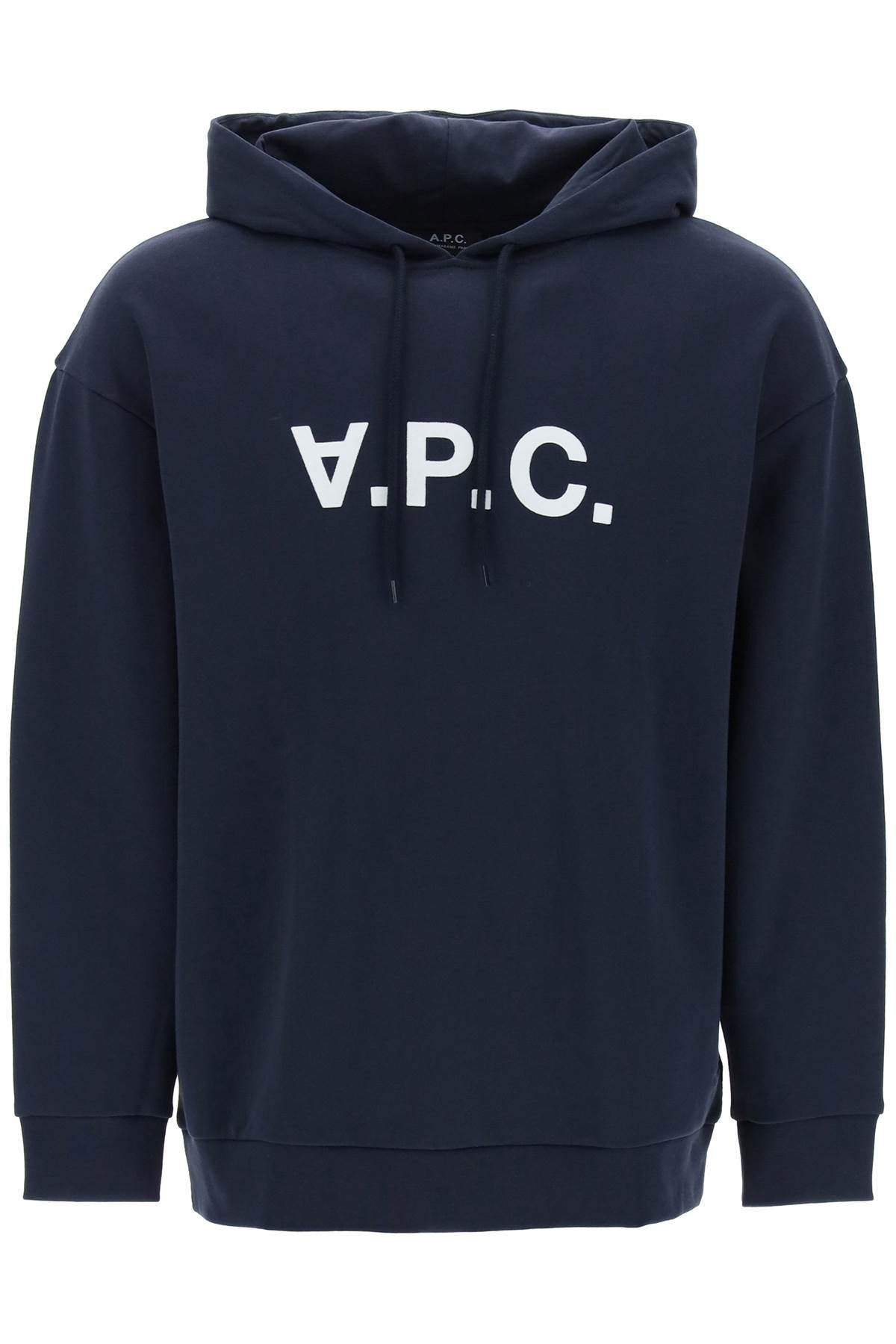 A.P.C. Milo Hoodie With Flocked Logo Print   Blue