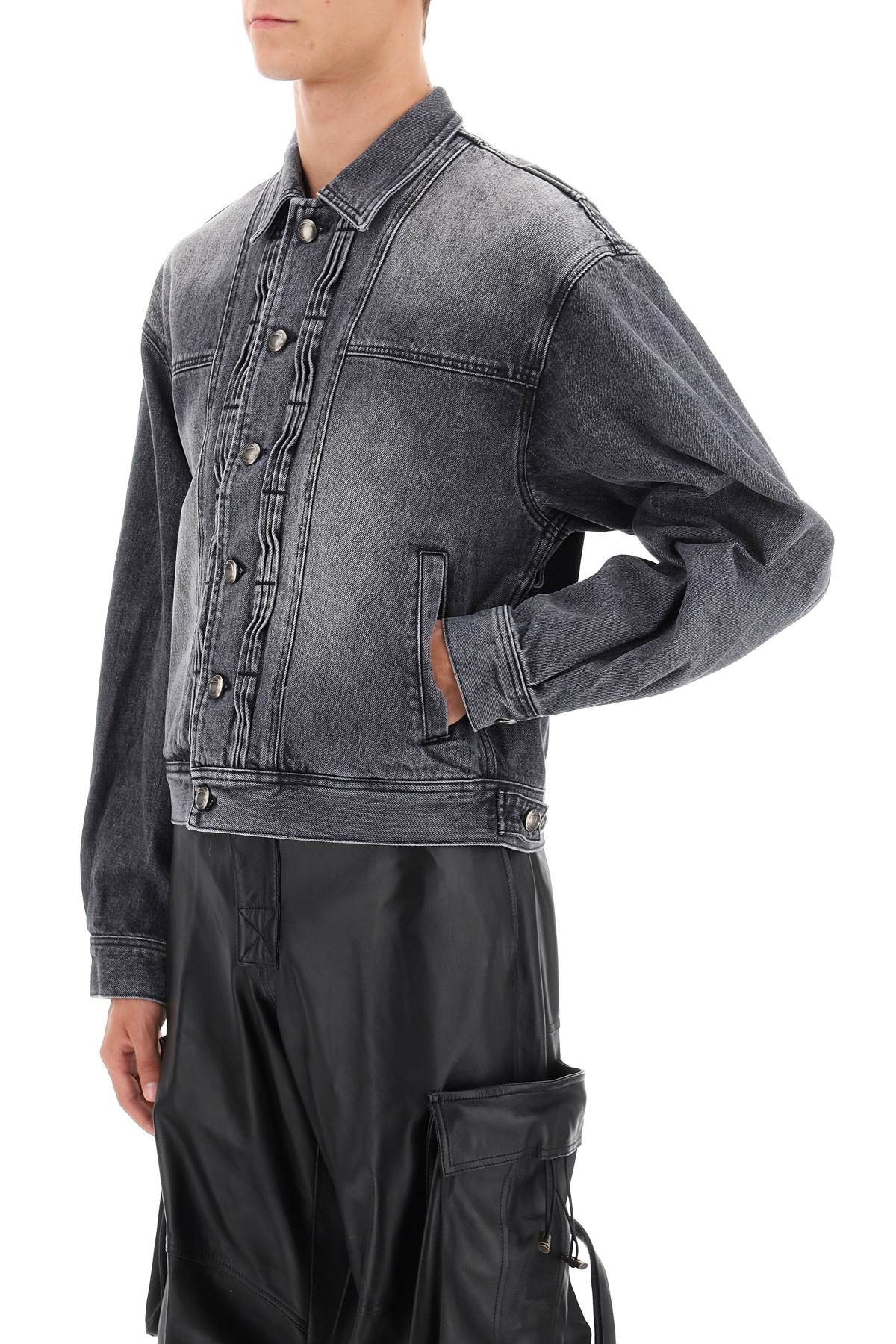 Andersson Bell Denim Jacket With Wavy Details   Grey