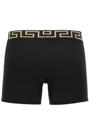 Versace Bi Pack Underwear Trunk With Greca Band   Black