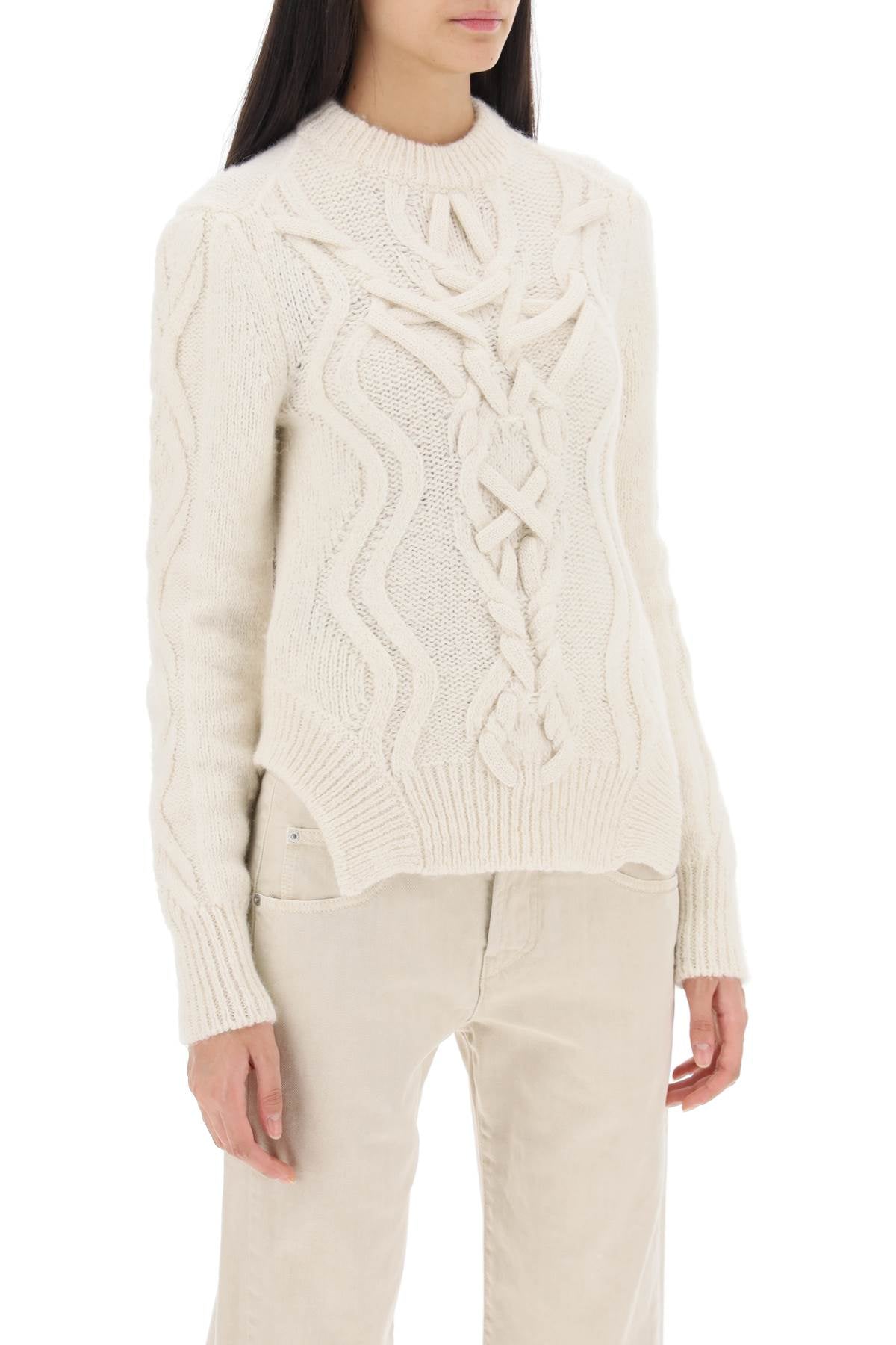 Isabel Marant Elvy Cable Knit Sweater   White