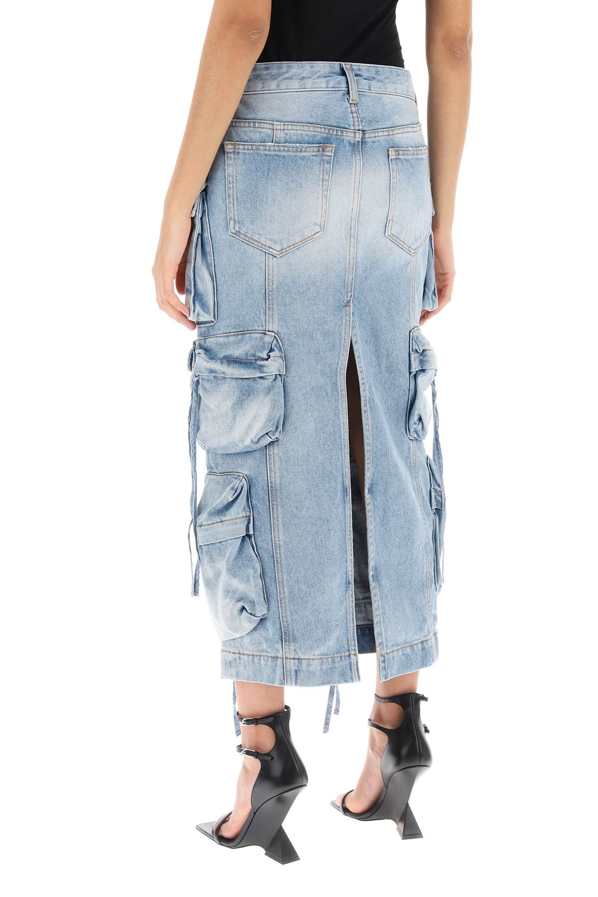 The Attico Cargo Denim Skirt   Light Blue