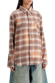 R13 Frayed Flannel Shirt   Orange