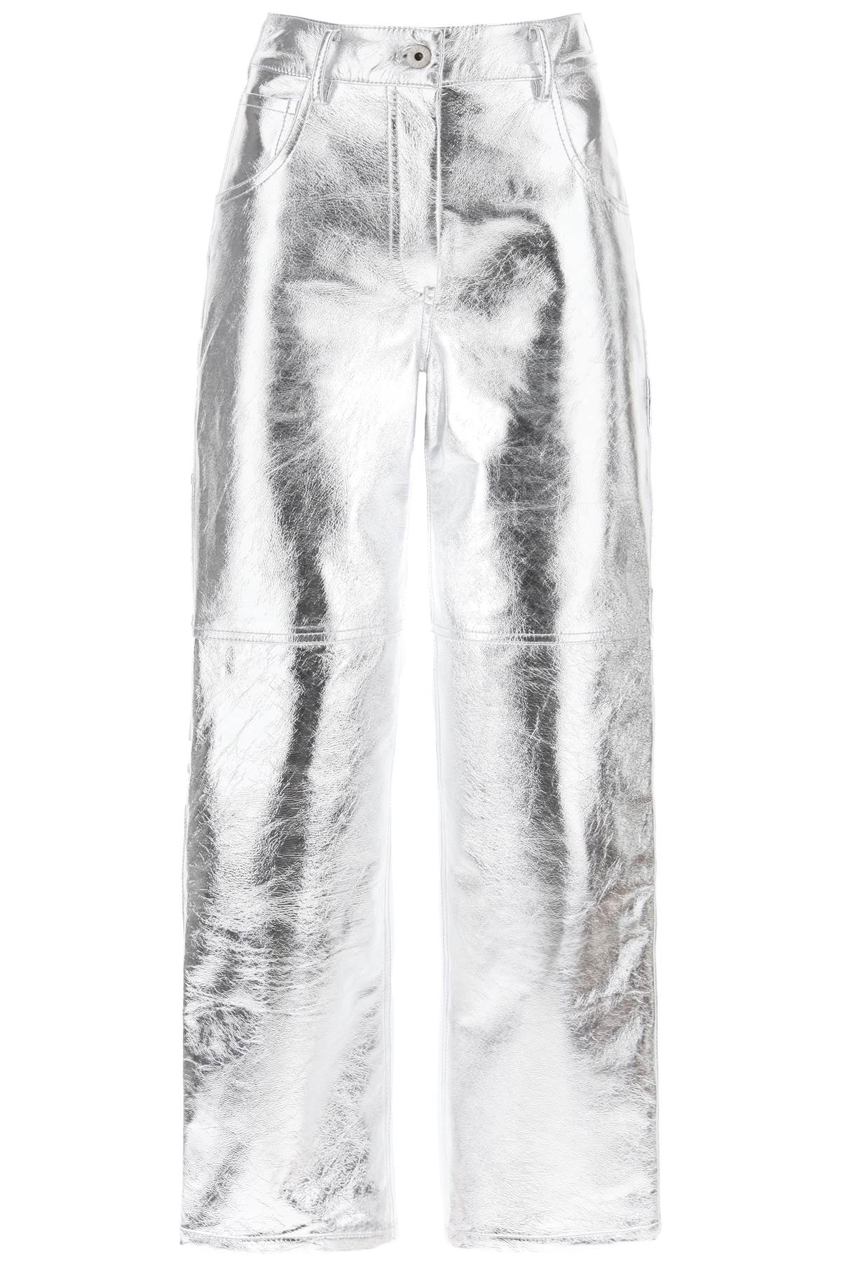 Interior Sterling Pants In Laminated Leather   Silver