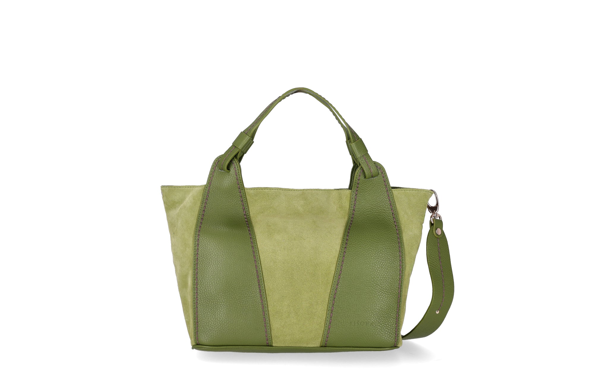 Plinio Vison脿 Italian Suede Shoulder Bag with Detachable Strap