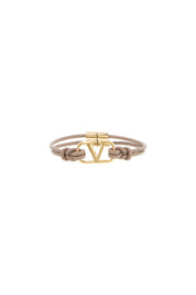 Valentino Garavani Leather Vlogo Signature Bracelet   Neutral