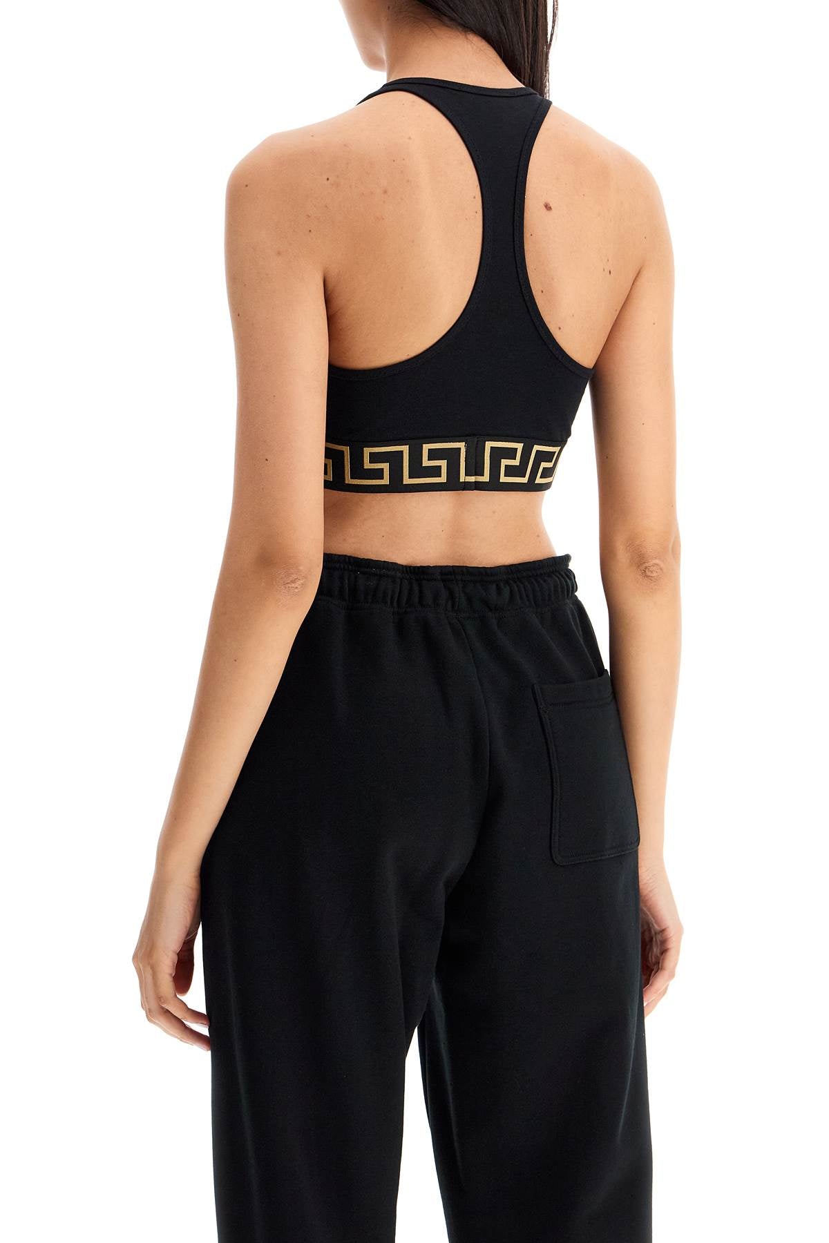 Versace Sports Bra With Greca Motif   Black