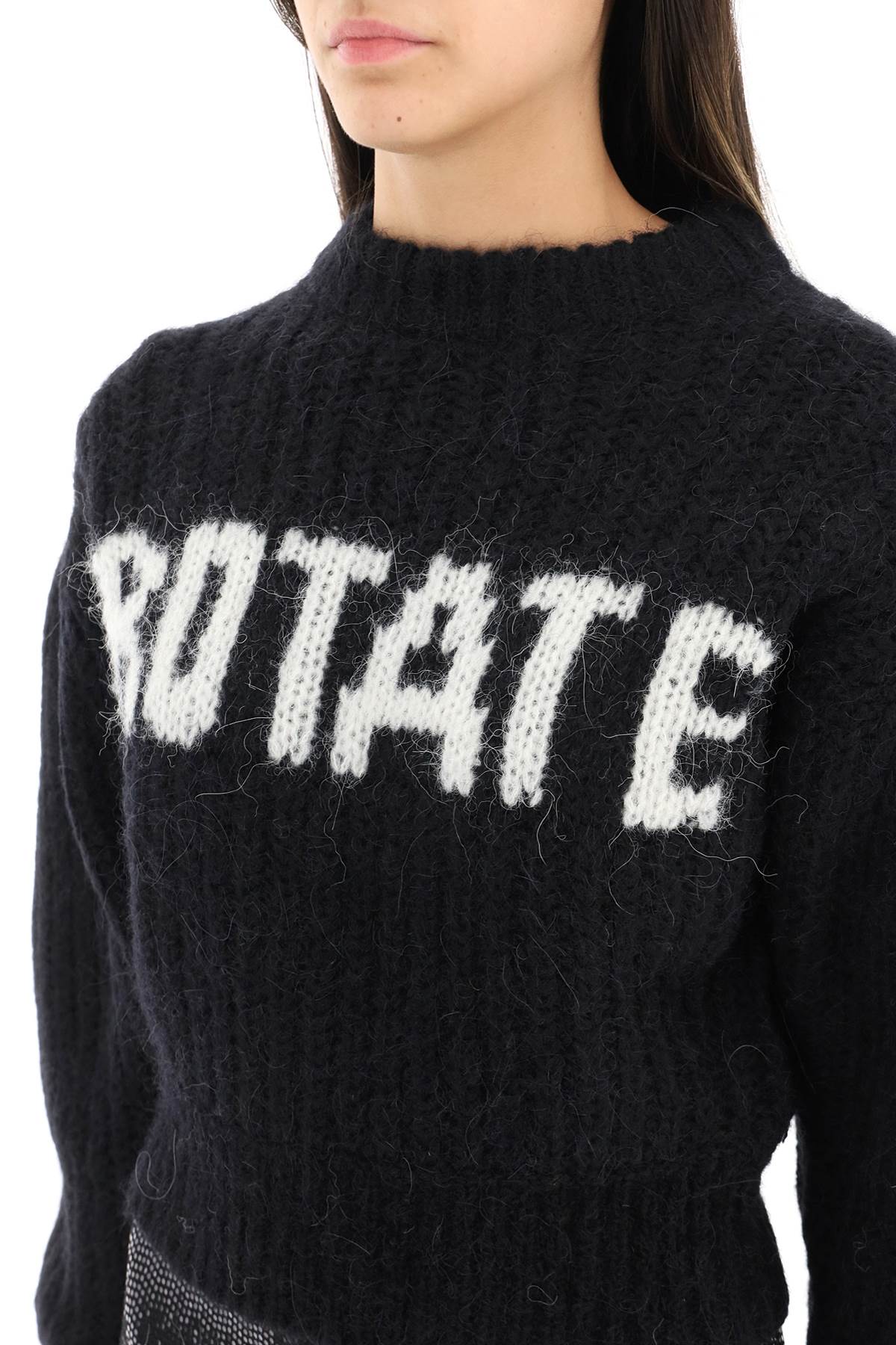 Rotate Wool And Alpaca Sweater With Logo   Black