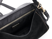 VENERE Italian Suede-Insert Calf Leather Shoulder Bag by Visona'