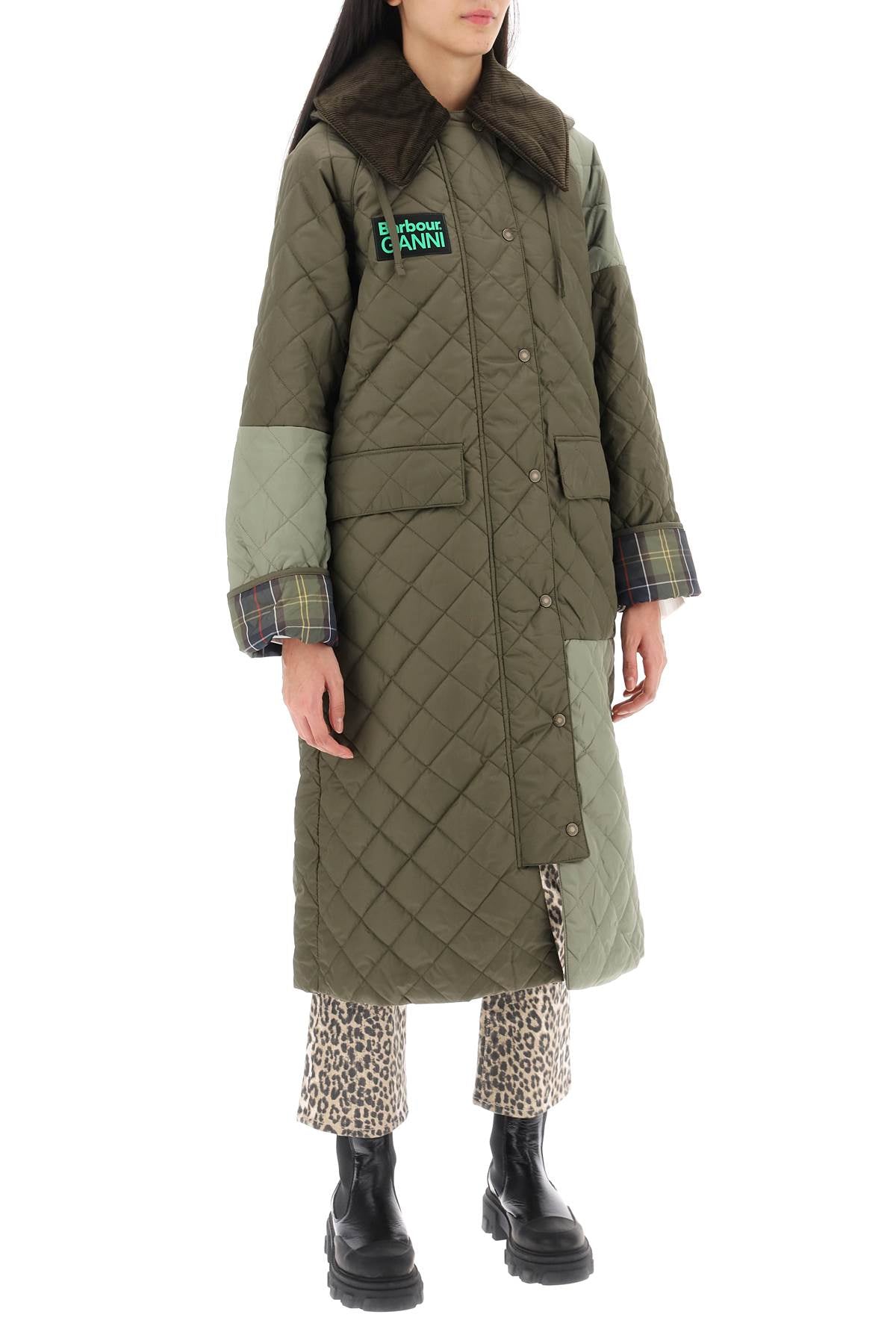 Barbour X Ganni Trench Trapuntato Burghley   Green