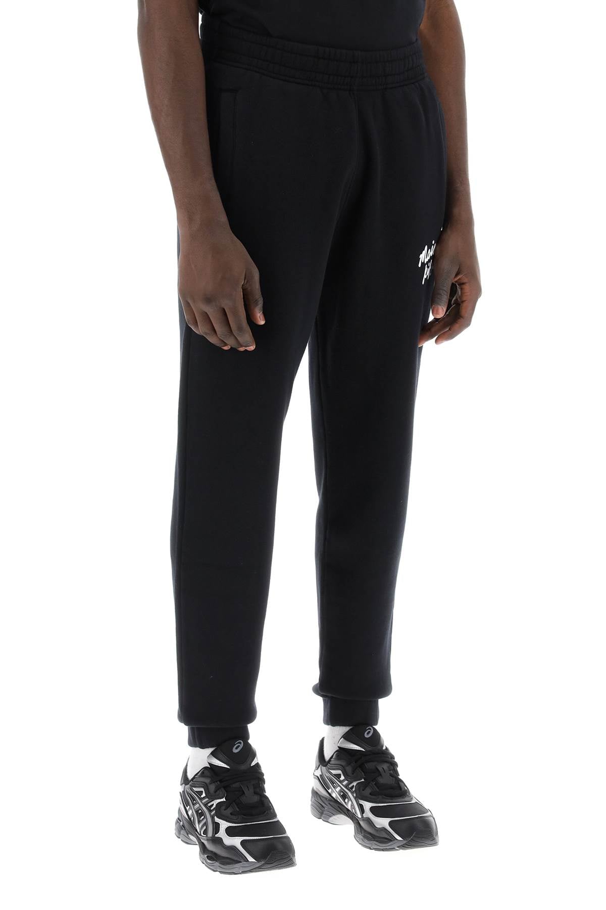 Maison Kitsune Replace With Double Quotesporty Pants With Handwriting   Black