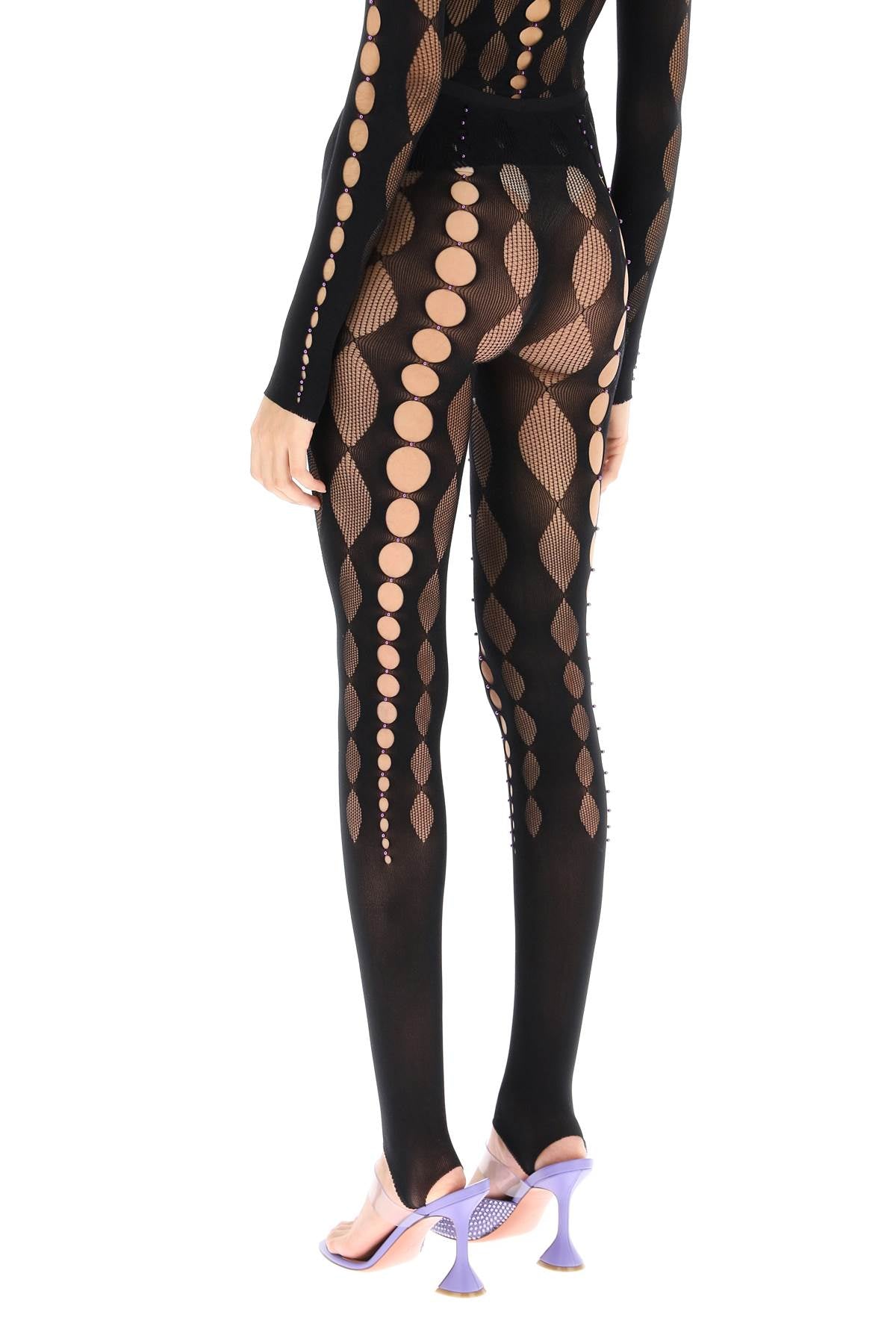 Rui Beaded See Through Leggings   Black