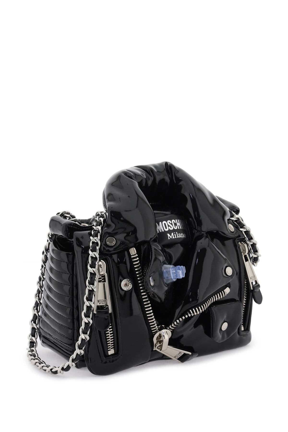 Moschino Inflatable Effect Biker Bag   Black