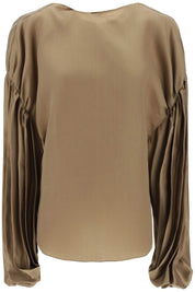 Khaite Replace With Double Quotequico Blouse With Puffed Sleeves   Brown