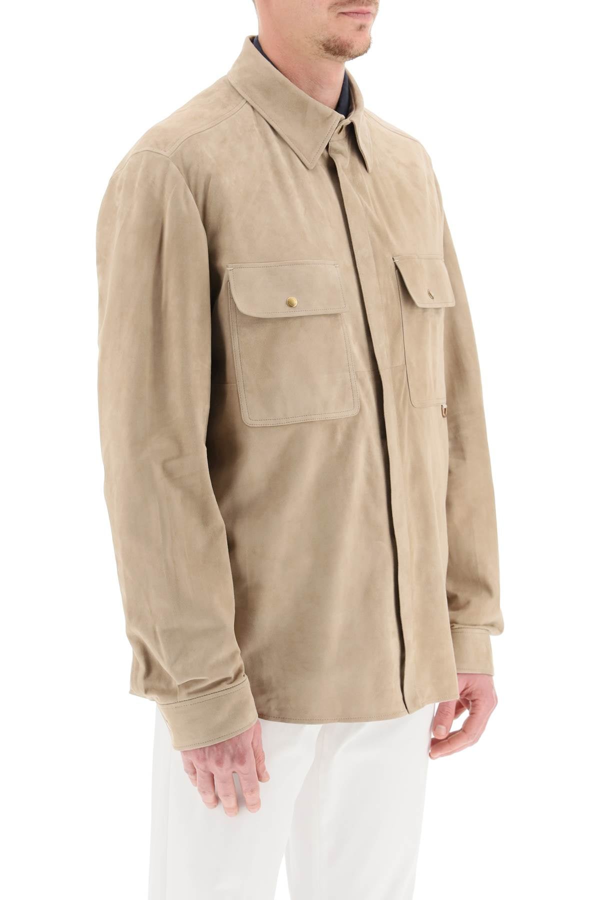 Agnona Suede Overshirt   Beige