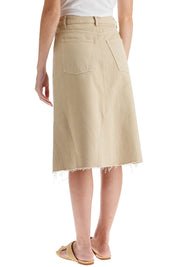 Tory Burch Denim Trapeze Skirt With   Beige