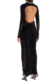 Mugler ruffled maxi dress in mesh fabric