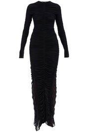 Mugler ruffled maxi dress in mesh fabric