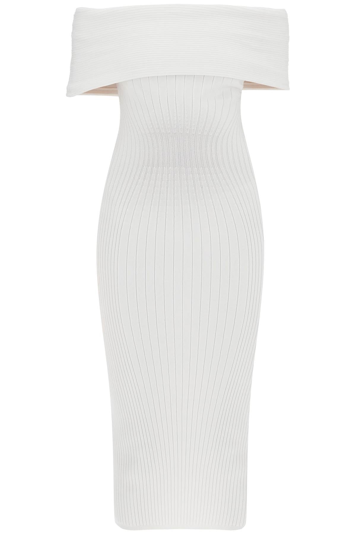 Mugler off-shoulder midi