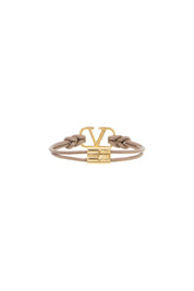 Valentino Garavani Leather Vlogo Signature Bracelet   Neutral