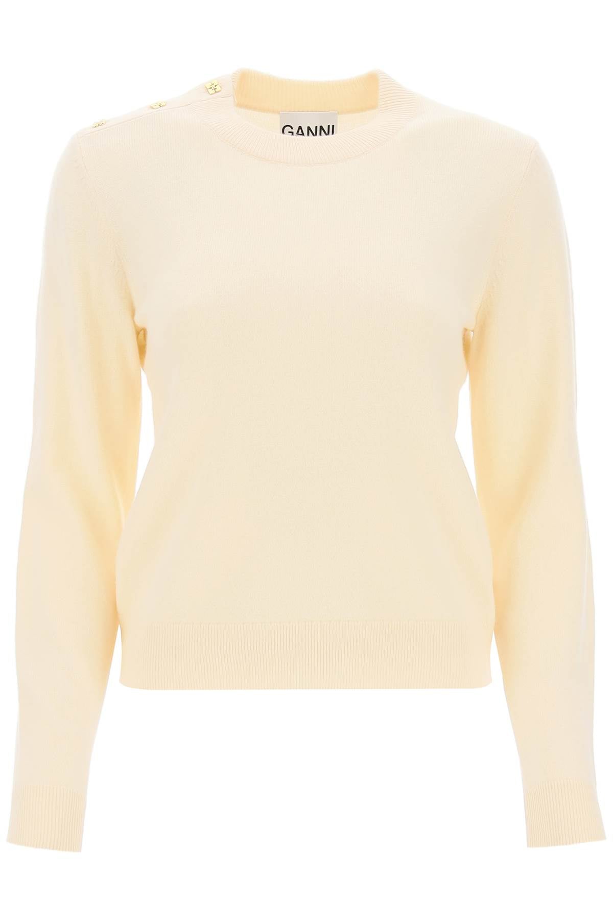 Ganni Sweater With Butterfly Buttons   Beige