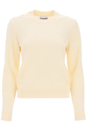 Ganni Sweater With Butterfly Buttons   Beige