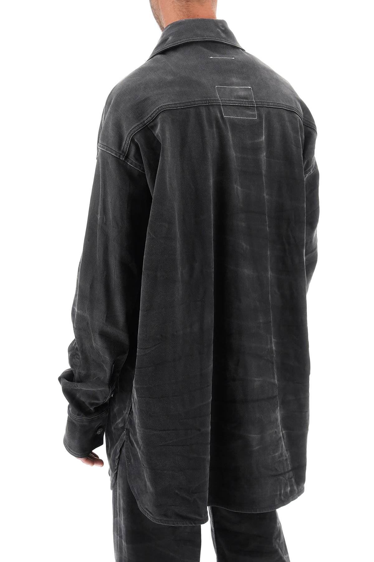 Mm6 Maison Margiela Crinkle Effect Denim Overshirt   Grey