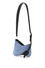 Mugler Small Denim Spiral Curve 01 Shoulder Bag   Blue